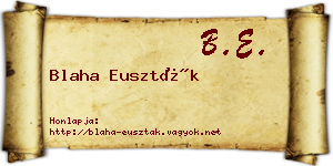 Blaha Euszták névjegykártya